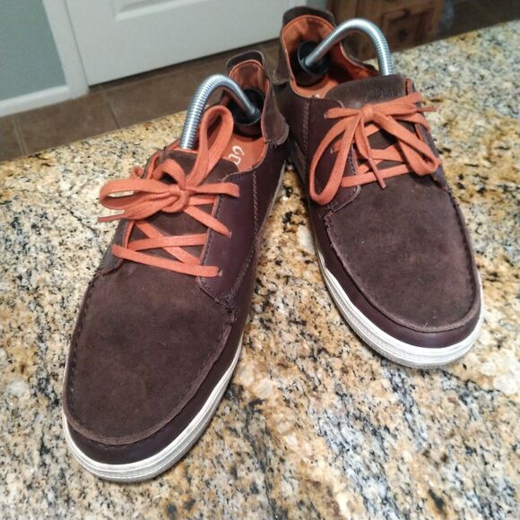 OLUKAI Pahono Lace Up 10216-632U Men\'s Brown /Orange Leather Sneaker Shoes Sz 10 main image 12